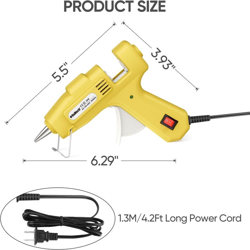 ROMECH 20W Mini Hot Glue Gun with 30 Glue Sticks Set, Fast Preheating Hot Glue Gun Kit Heavy Duty Gluegun for Craft, DIY, Repairs (Yellow) - Image 4